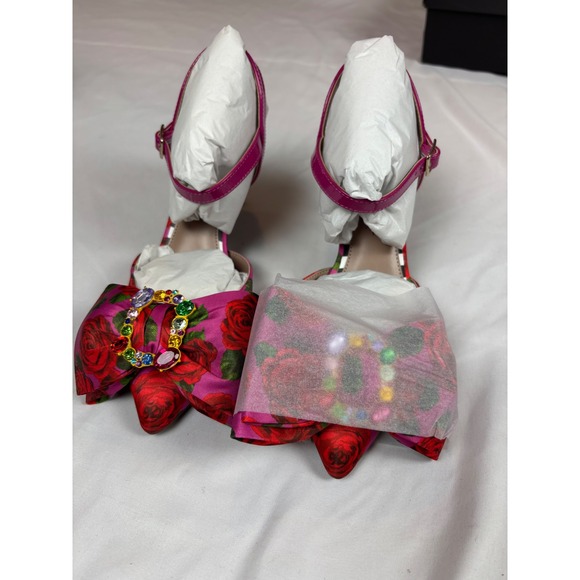 Betsey Johnson Shoes - Betsey Johnson Jayleene Floral Rose Bow Rhinestone Kitten Heels Magenta Pink 7